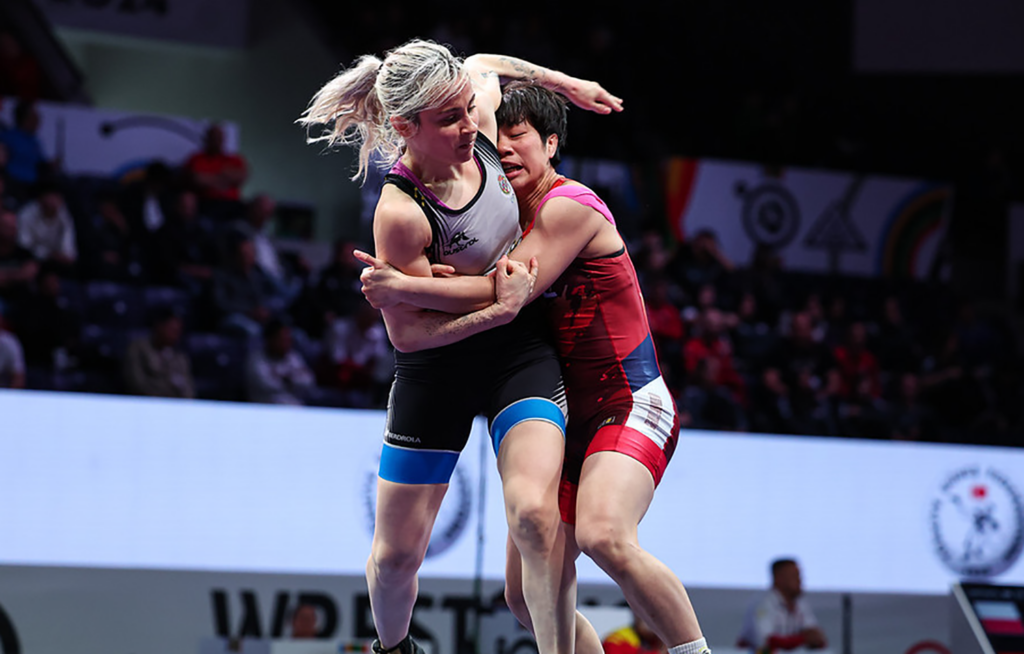 Aintzane Gorria, durante su combate de primera ronda contra Taipei.